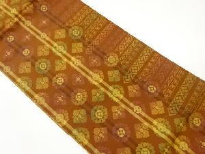 花菱に華文・変わり横段模様織出し名古屋帯